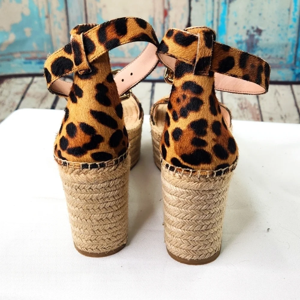 J Crew Leopard Calf Hair Espadrille Wedge